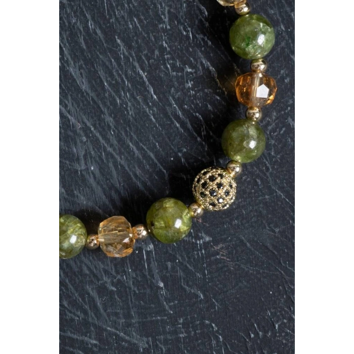 Sertifikalı Sitrin, Zebercet, Hematit Zirkon Aparat Doğal Taş Bileklik