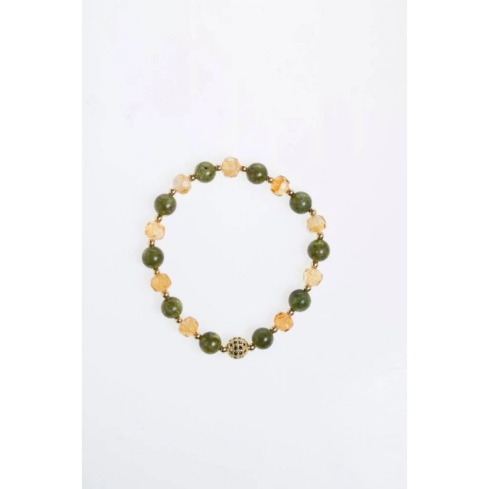 Sertifikalı Sitrin, Zebercet, Hematit Zirkon Aparat Doğal Taş Bileklik