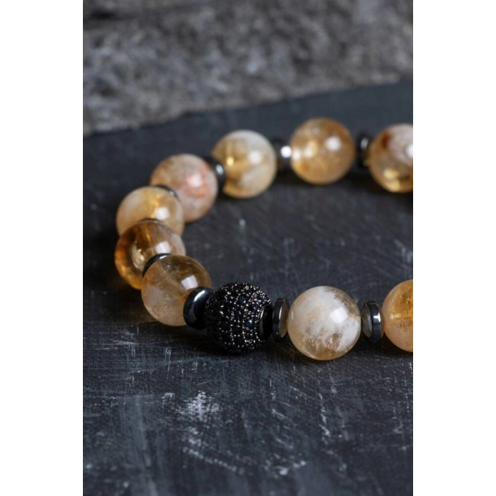 Sertifikalı Sitrin Zirkon Aparatlı Doğal Taş Bileklik (SK:164)