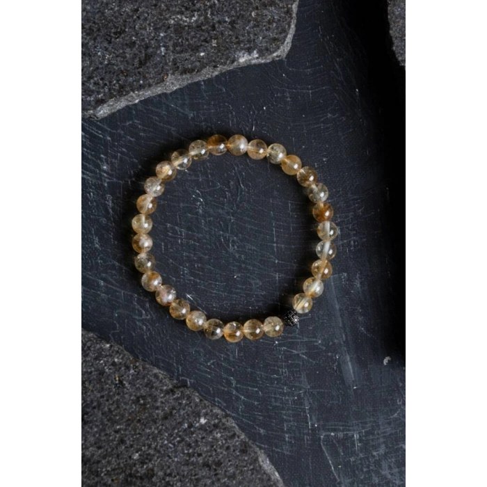 Sertifikalı Sitrin Zirkon Aparatlı Doğal Taş Bileklik (SK:179)