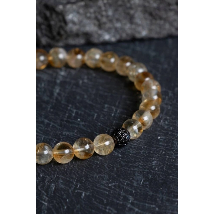 Sertifikalı Sitrin Zirkon Aparatlı Doğal Taş Bileklik (SK:179)