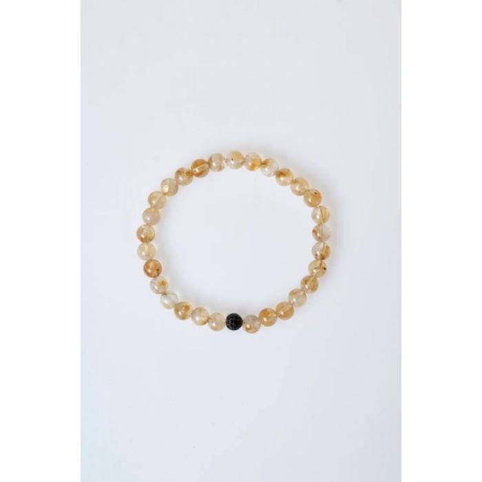 Sertifikalı Sitrin Zirkon Aparatlı Doğal Taş Bileklik (SK:179)