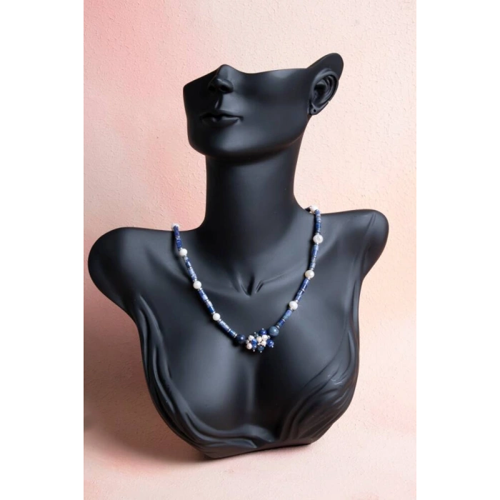 Sertifikalı Sodalit, İnci Doğal Taş Kolye (SK:241)