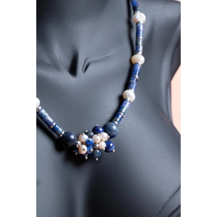 Sertifikalı Sodalit, İnci Doğal Taş Kolye (SK:241)