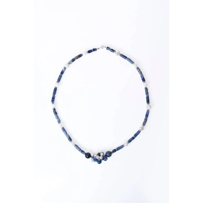 Sertifikalı Sodalit, İnci Doğal Taş Kolye (SK:241)