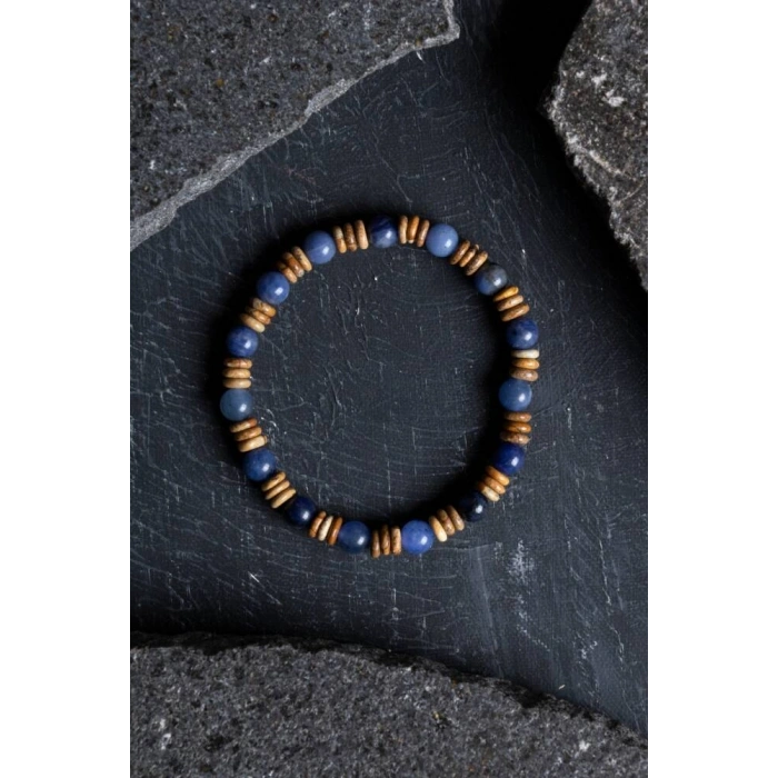 Sertifikalı Sodalit, Odun Jasper Doğal Taş Bileklik (SK:172)