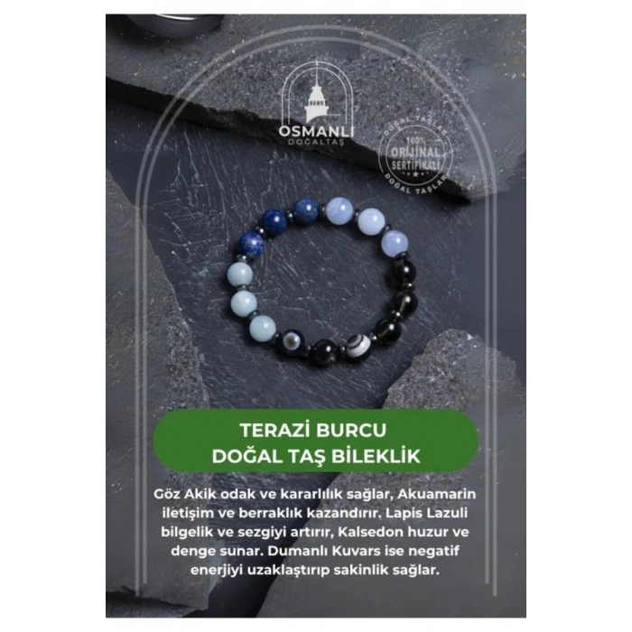 Sertifikalı Terazi Burcu Doğal Taş Bileklik