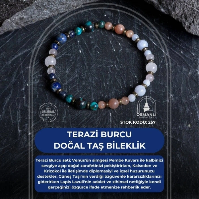 Sertifikalı Terazi Burcu Doğal Taş Bileklik (SK:257)