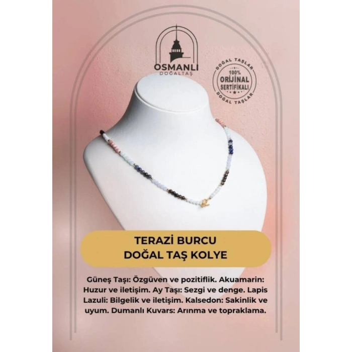 Sertifikalı Terazi Burcu Doğal Taş Kolye