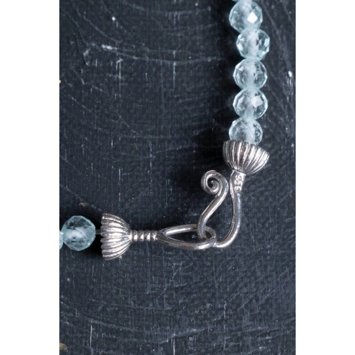 Sertifikalı Topaz Gümüş Aparatlı Doğal Taş Bileklik 4 mm (SK:203)