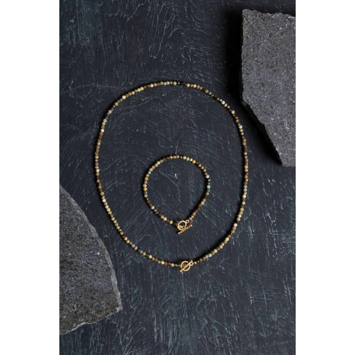 Sertifikalı Tsavorit Lal Altın Kaplama Gümüş Kapama Doğal Taş Set