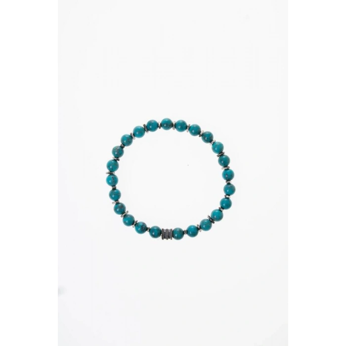 Sertifikalı Turkuaz Gümüş Aparatlı Doğal Taş Bileklik 039