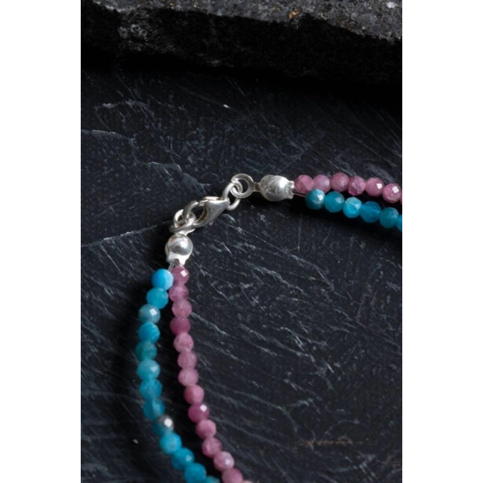 Sertifikalı Turmalin, Apatit, İnci Doğal Taş Bileklik