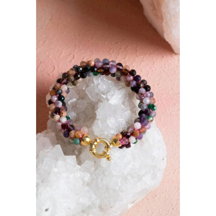 Sertifikalı Turmalin Gümüş Kapama Doğal Taş Bileklik (SK:089)