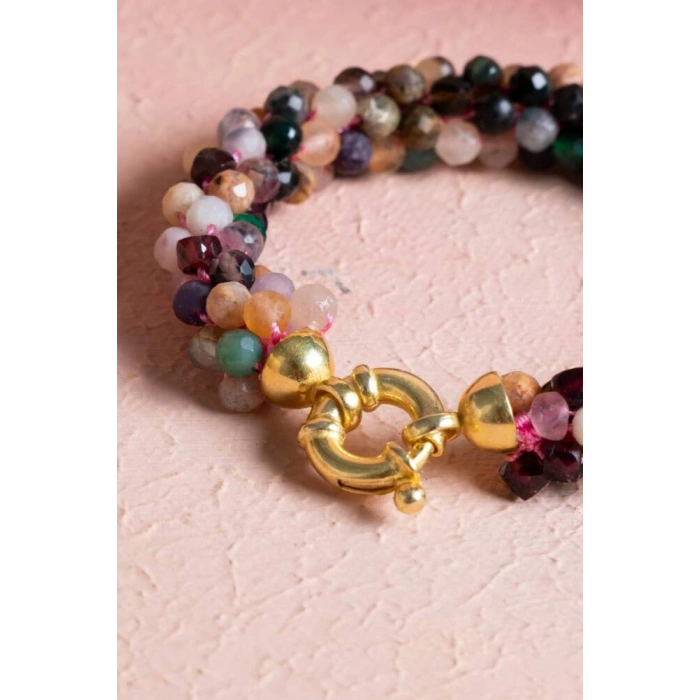 Sertifikalı Turmalin Gümüş Kapama Doğal Taş Bileklik (SK:089)