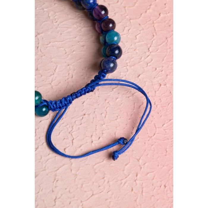 Sertifikalı Üçüncü Göz Çakra Çift Sıra Doğal Taş Makrome Bileklik