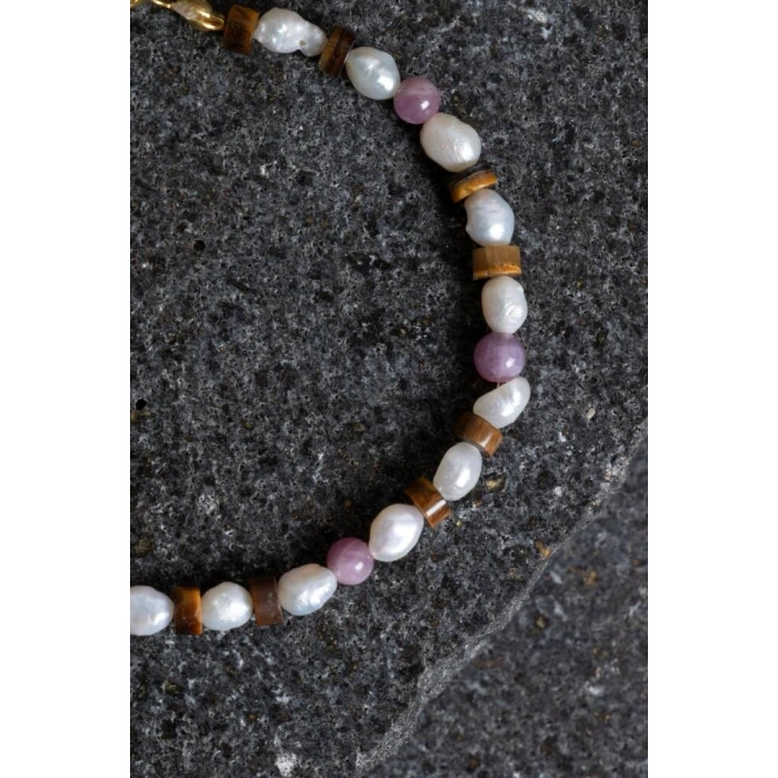 Sertifikalı Yakut, İnci, Kaplan Gözü Gümüş Kapama Doğal Taş Bileklik