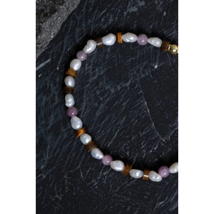 Sertifikalı Yakut, İnci, Kaplan Gözü Gümüş Kapama Doğal Taş Bileklik