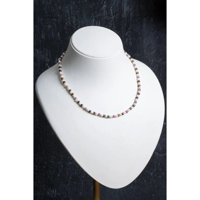 Sertifikalı Yakut, İnci, Kaplan Gözü Gümüş Kapama Doğal Taş Kolye