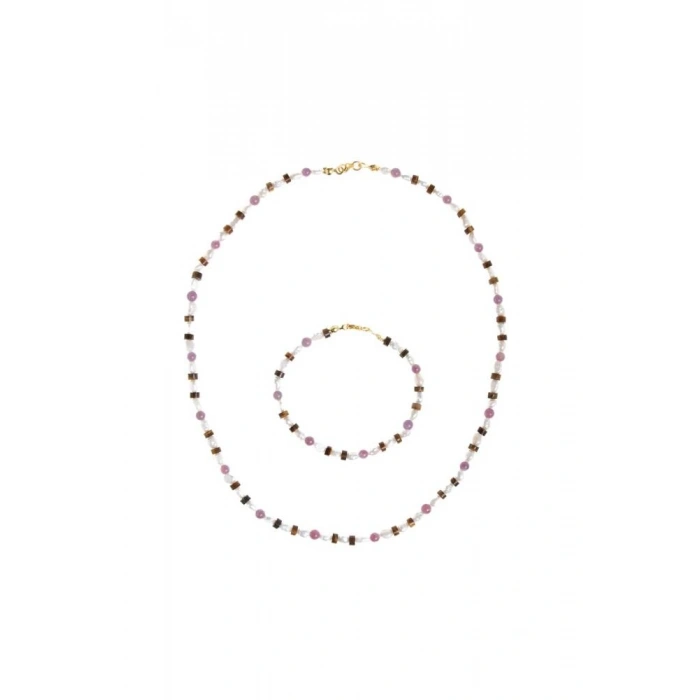 Sertifikalı Yakut, İnci, Kaplan Gözü Gümüş Kapama Doğal Taş Set