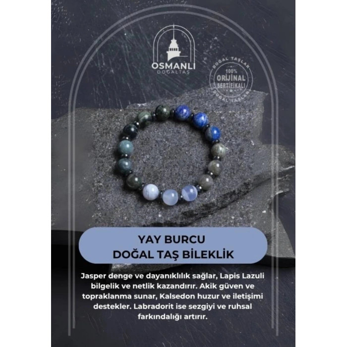 Sertifikalı Yay Burcu Doğal Taş Bileklik
