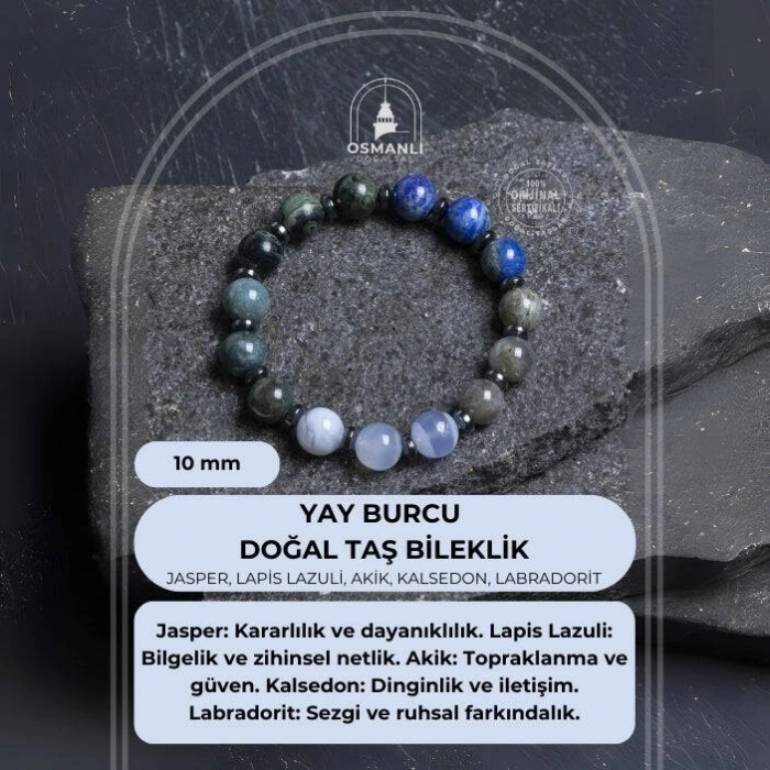 Sertifikalı Yay Burcu Doğal Taş Bileklik