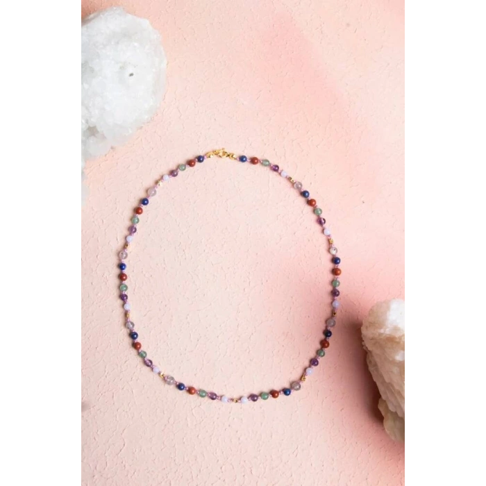 Sertifikalı Yay Burcu Gümüş Yıldızlı Doğal Taş Kolye