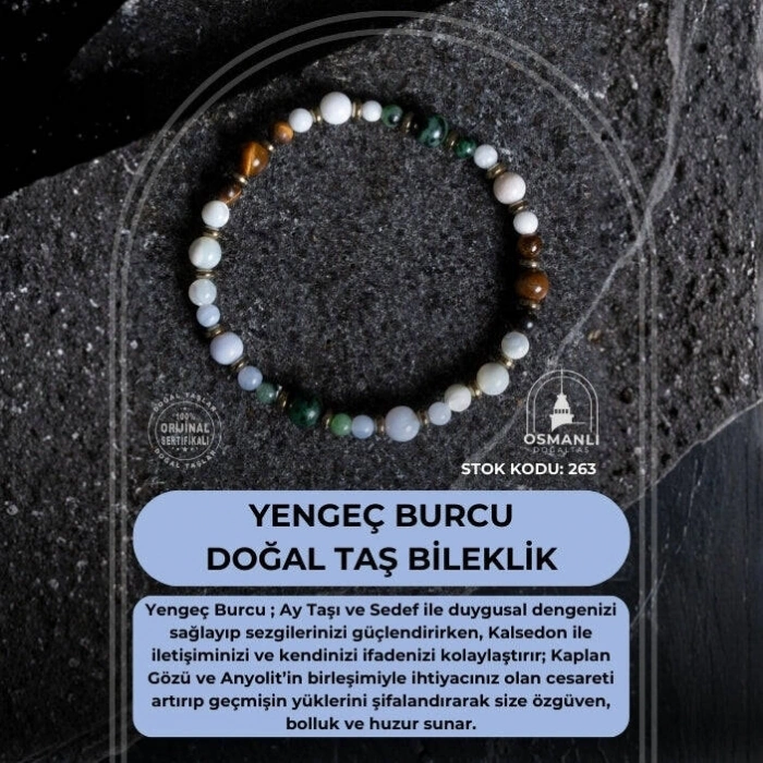 Sertifikalı Yengeç Burcu Doğal Taş Bileklik (SK:263)