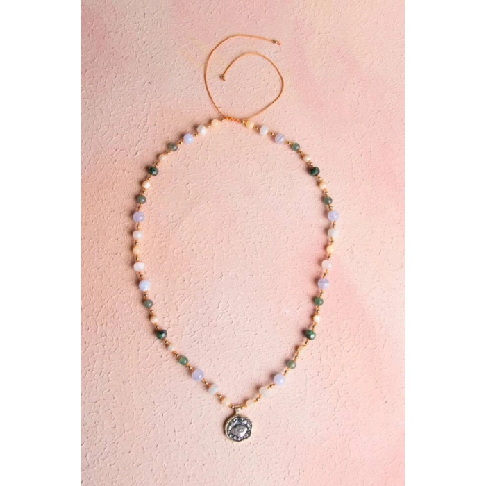 Sertifikalı Yengeç Burcu Doğal Taş Makrome Kolye