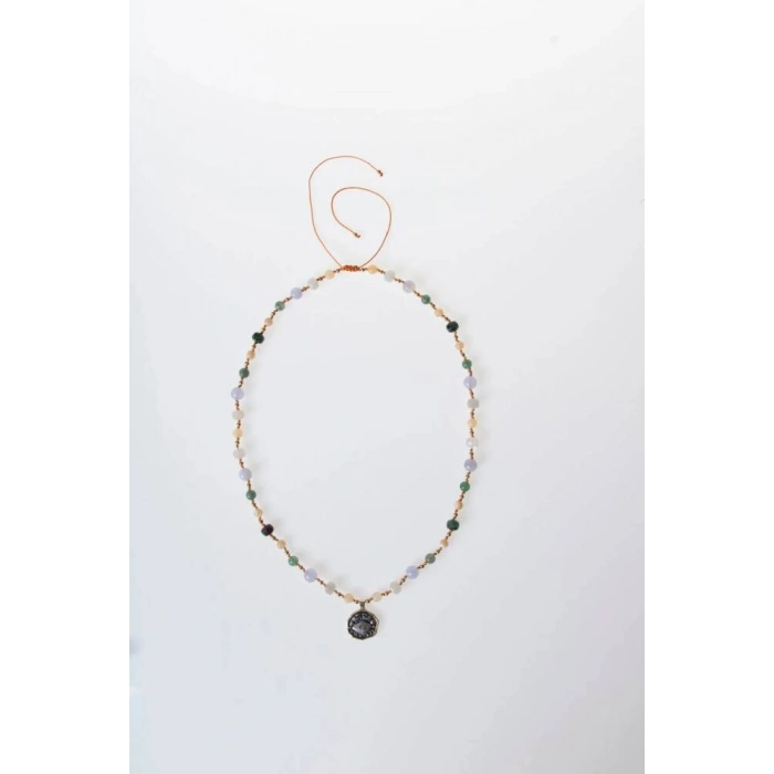 Sertifikalı Yengeç Burcu Doğal Taş Makrome Kolye