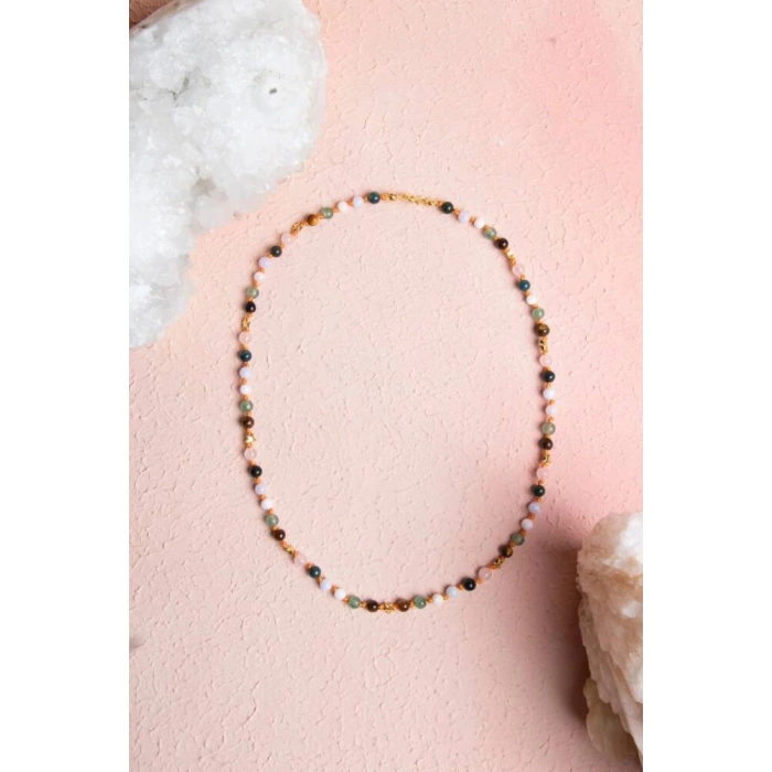 Sertifikalı Yengeç Burcu Gümüş Yıldızlı Doğal Taş Kolye