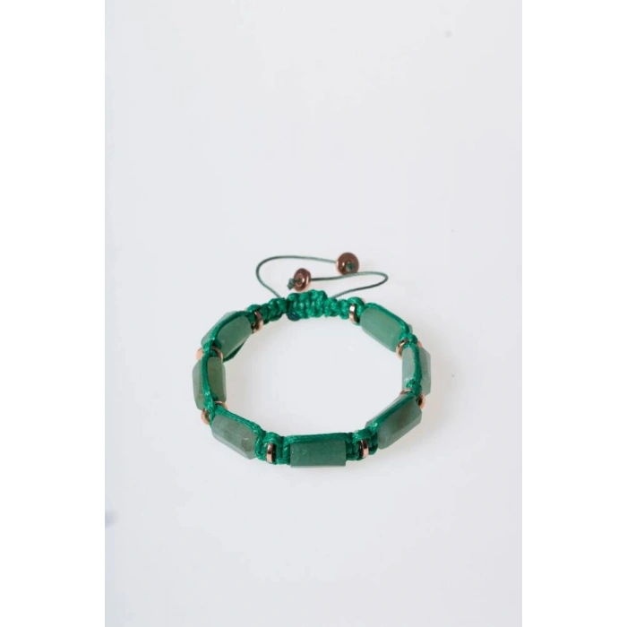 Sertifikalı Yeşim, Hematit Doğal Taş Makrome Bileklik