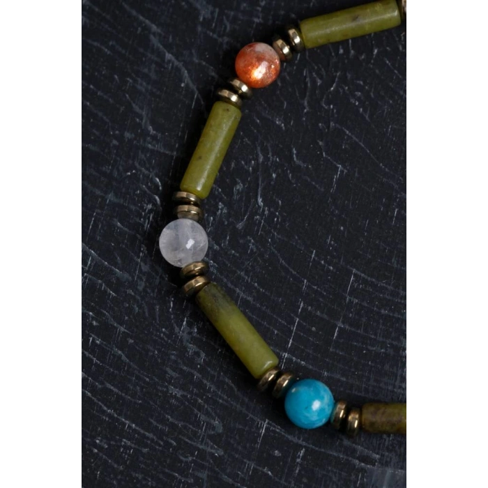 Sertifikalı Yeşim ve İkizler Burcu Doğal Taş Bileklik