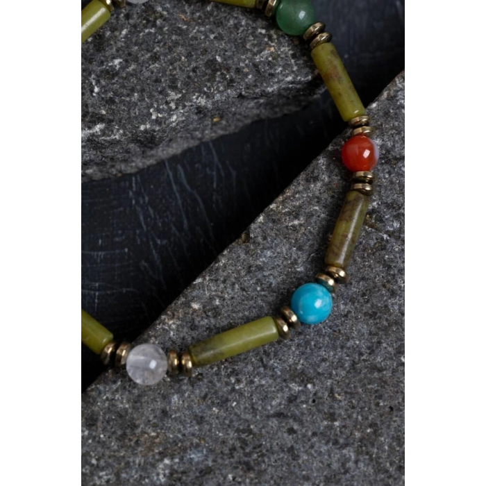 Sertifikalı Yeşim ve İkizler Burcu Doğal Taş Bileklik