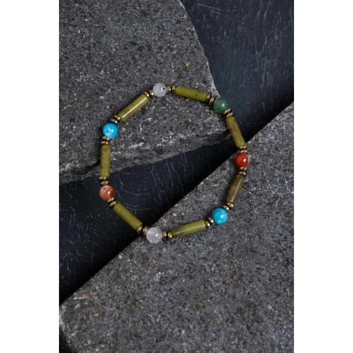 Sertifikalı Yeşim ve İkizler Burcu Doğal Taş Bileklik