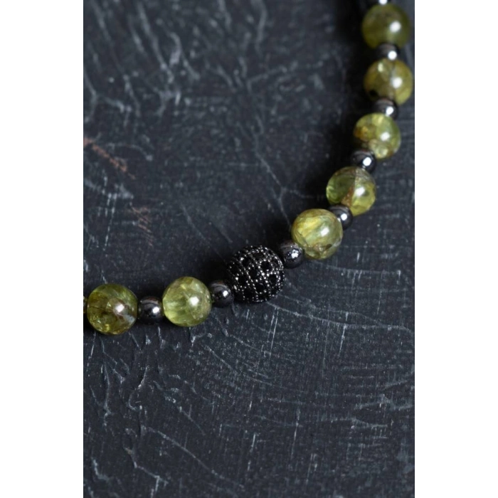 Sertifikalı Zebercet, Hematit Zirkon Aparat Doğal Taş Bileklik