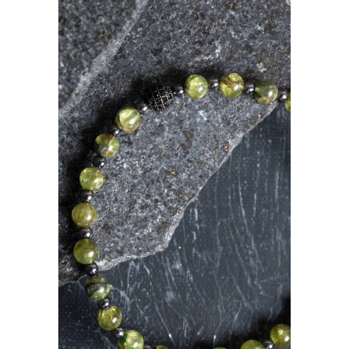 Sertifikalı Zebercet, Hematit Zirkon Aparat Doğal Taş Bileklik