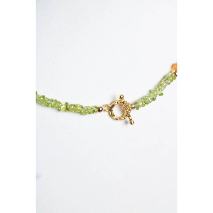 Sertifikalı Zebercet, Karnelyan Akik, Altın Kaplama Gümüş Kapama Doğal Taş Kolye