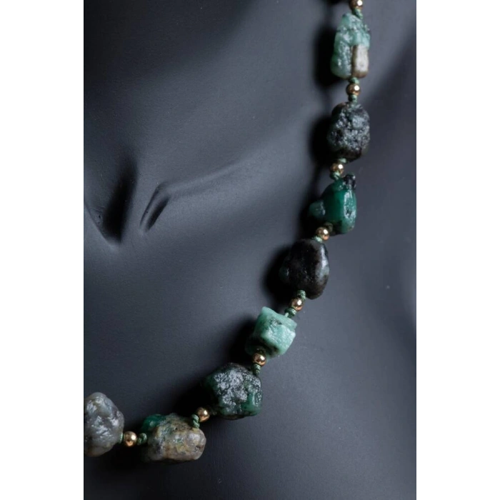 Sertifikalı Zümrüt Doğal Taş Makrome Kolye (SK:091)