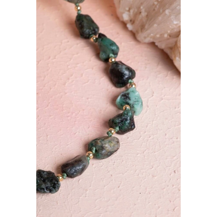 Sertifikalı Zümrüt Doğal Taş Makrome Kolye (SK:091)