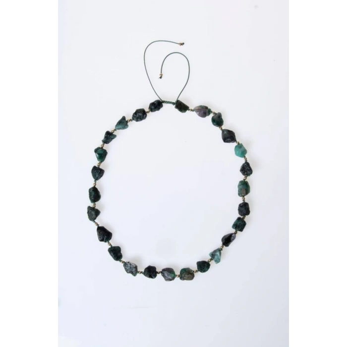 Sertifikalı Zümrüt Doğal Taş Makrome Kolye (SK:091)