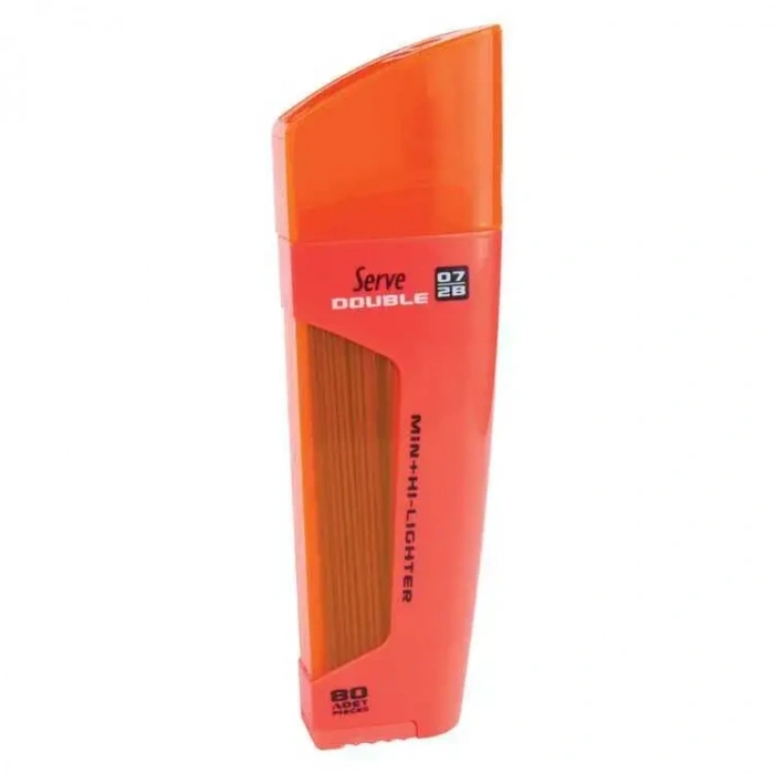 Serve Double Min Turuncu Fosforlu Kalem + 0.7mm 2B Uç Tüplü