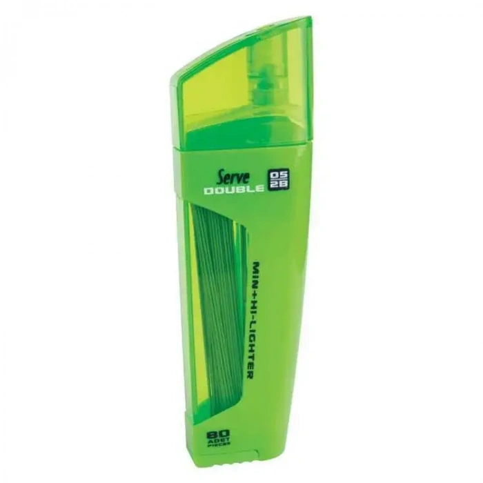 Serve Double Min Yeşil Fosforlu Kalem + 0.5mm 2B Uç Tüplü