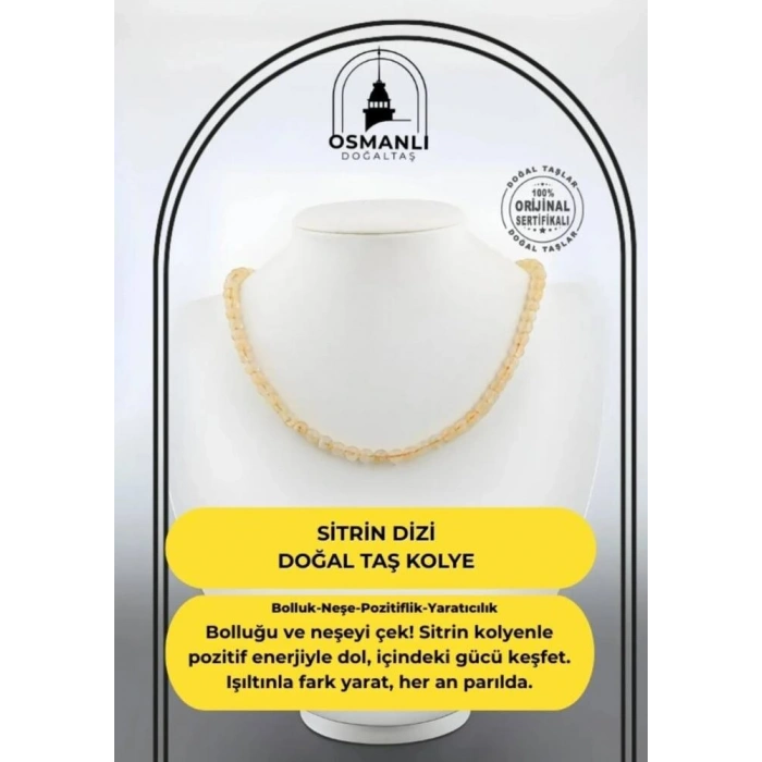 Sitrin 6 mm Dizi Doğal Taş Kolye