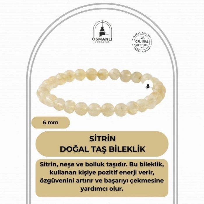 Sitrin 6mm Doğal Taş Bileklik