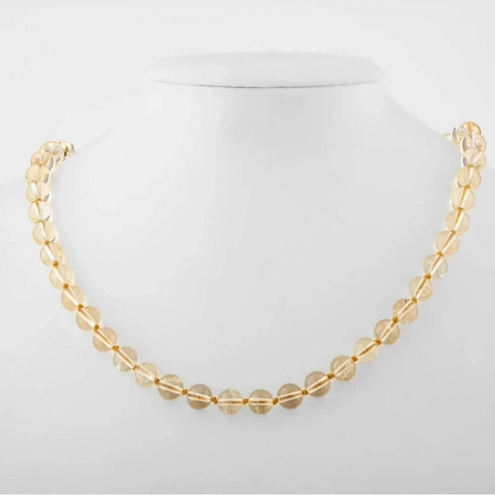 Sitrin 8 mm Düğümlü Doğal Taş Kolye