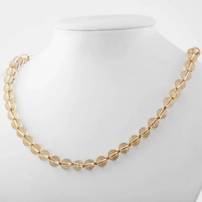 Sitrin 8 mm Düğümlü Doğal Taş Kolye