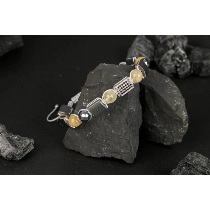 Sitrin Hematit Zirkon Doğal Taş Bileklik