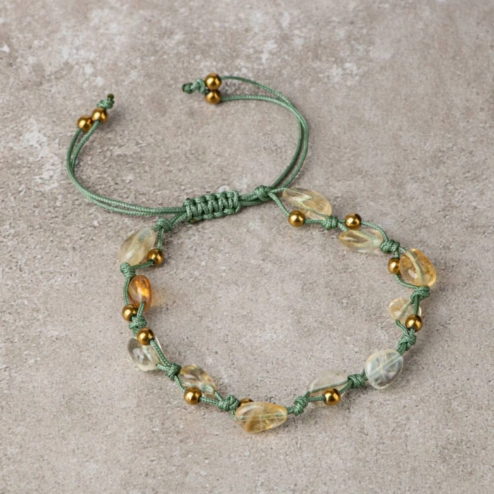 Sitrin Natürel Kesim Doğal Taş Makrome Bileklik