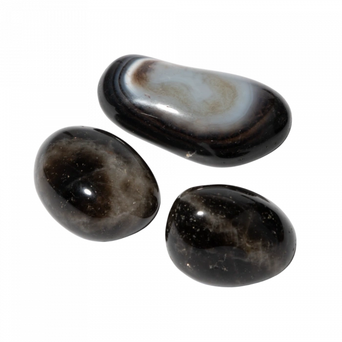 Siyah Göz Akik Doğal Taş Tımbıl El Taşı